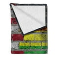 thumbnail image 2 of Pride Soft Flannel Fleece Throw Blanket, Grunge Dark Brick Wall Background American and Rainbow Flag Painted Together, Cozy Plush for Indoor and Outdoor Use, 50" x 60", Multicolor, by Ambesonne, 2 of 5