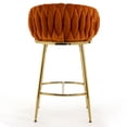 thumbnail image 6 of [Set of 2] 26'' Counter Height Bar Stools Kitchen Island Counter Bar Stool with Hand- Wave Back, Golden Chromed Base and Footrest, 6 of 10