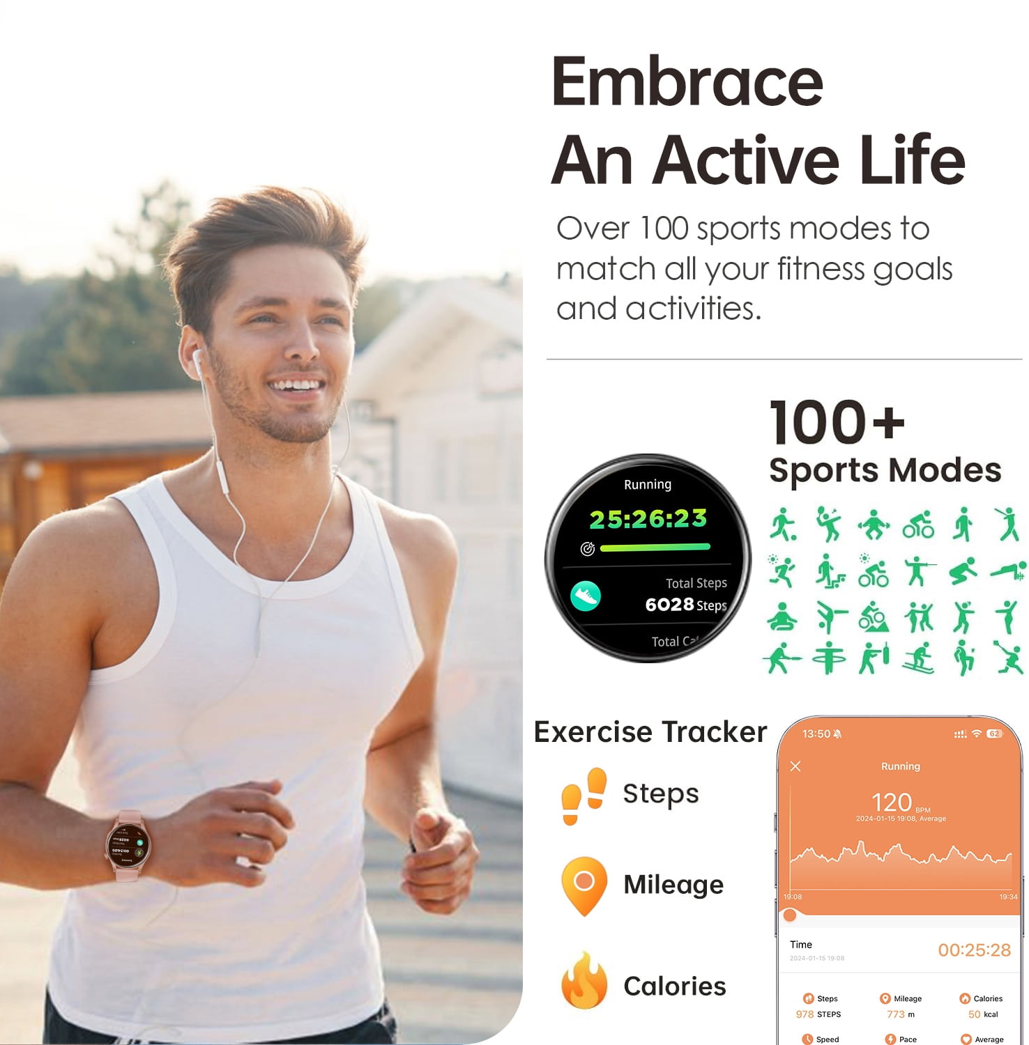 Smart Watch for Android and iPhone, TIGRADE Answer/Make Call Smartwatch for Men Women Waterproof, 100+ Sport Modes, Fitness Activity Tracker, Pink