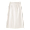 thumbnail image 4 of Npasoilc High Waist A-Line Skirt for Women Summer Solid Color Side Split Elastic Waist Casual Midi Skirt With Pockets, 4 of 6