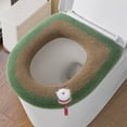 thumbnail image 2 of Housse de Siège de Toilette Allongée Douce Tricotée Lavable avec Poignée 42 cm x 38 cm Polyester Bicolore, 2 of 6