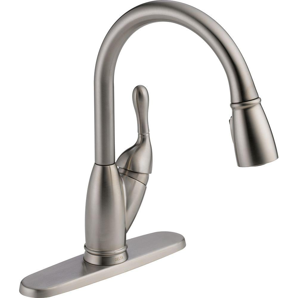 Delta Single Handle Pull Down Kitchen Faucet Stainless Finish Walmartcom Walmartcom