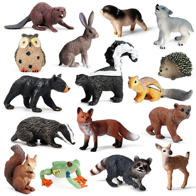 Figuras de animales del bosque SCAHOW, 16 unidades, para regalo de cumpleaños para niños