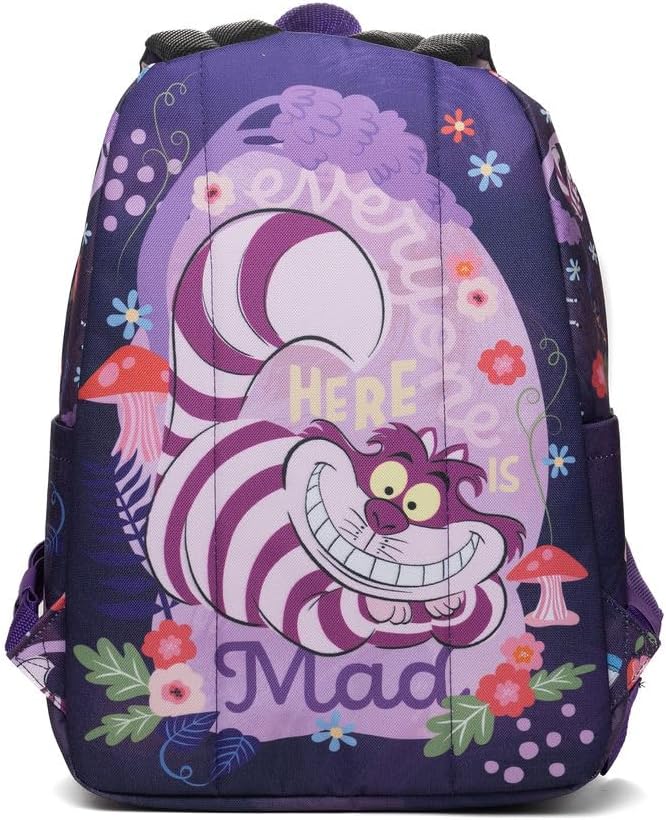 Mochila Wondapop Disney Alicia en el País de las Maravillas, Gato de Cheshire, de 16", con funda para laptop, bolsillo frontal y laterales, para niños y adolescentes 3