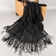 thumbnail image 5 of SWSMCLT Women's Lace Fringe Wrap Scarf for Evening Dresses Satin Shawl and Wraps Pashmina Wedding Bridal Party Elegant Soft Scarves Black One Size, 5 of 5