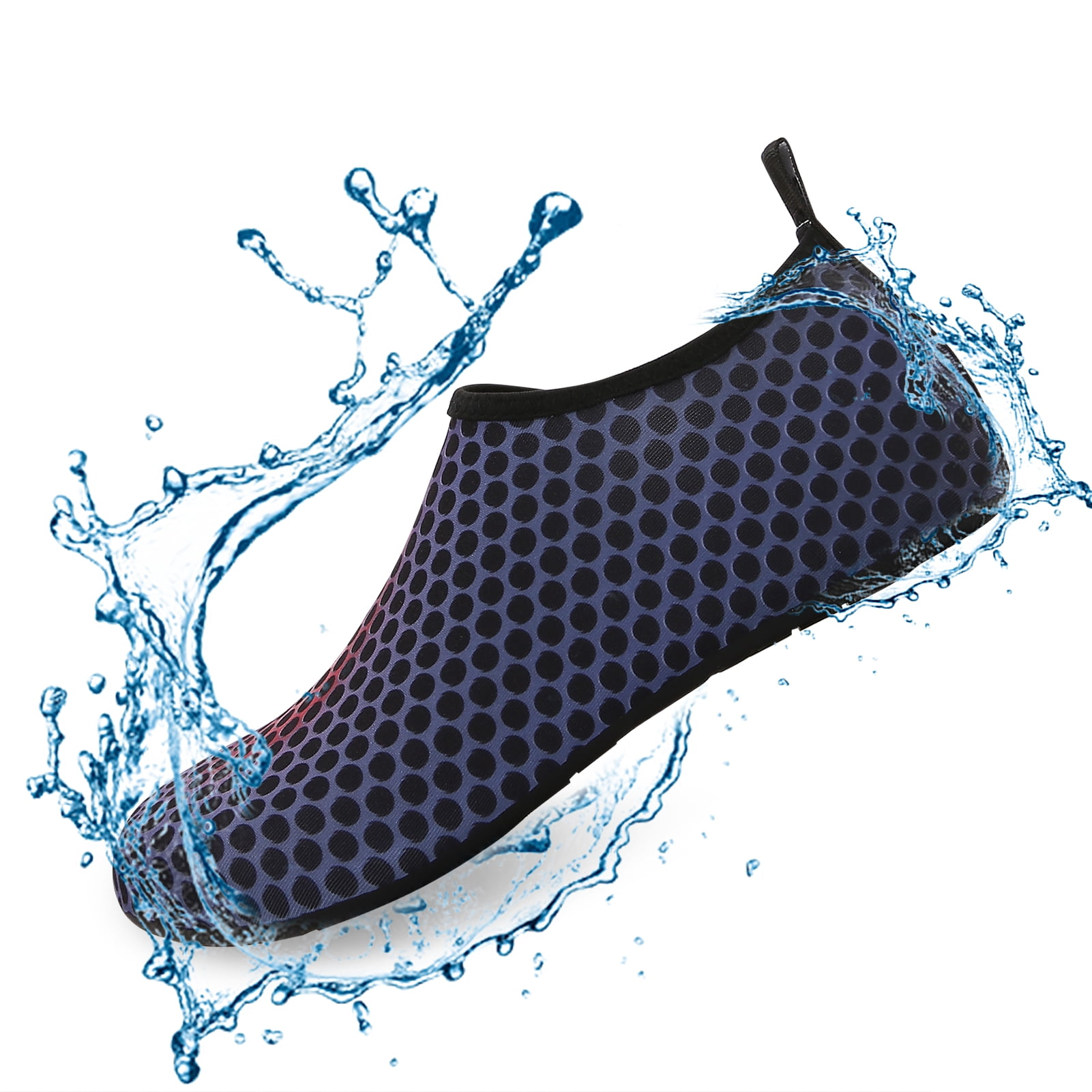 Men and Women a Slip On Barefoot Quick-Dry Beach Aqua Yoga Water Shoes (Black Dots/Purple, 7.5-8.5 Women/6.5-7.5 Men)