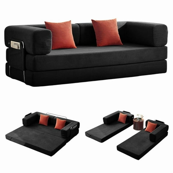 Modern 3-seater living room compression sofa,Black