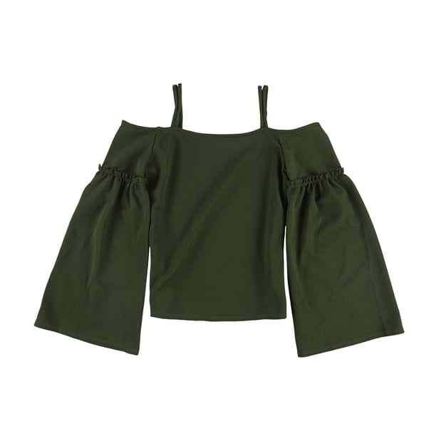 bar III Blusa texturizada con hombros descubiertos para mujer, verde, extra pequeña