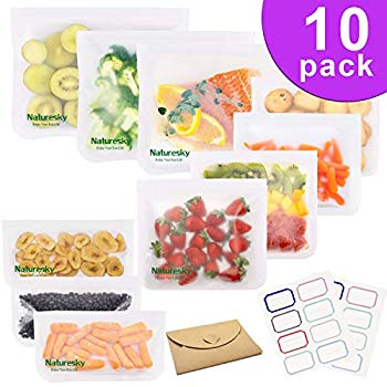 10 Pack BPA FREE Reusable Storage Bags Gallon Leakproof Reusable Bags