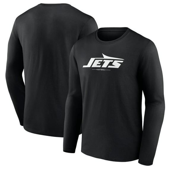 Men's Black New York Jets Logo Team Lockup Long Sleeve T-Shirt