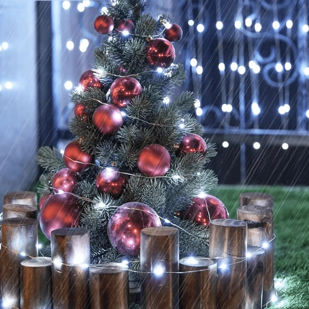 8-Piece Set Blue Solar Fairy Light String, 330 Led Outdoor Solar Christmas Lights, 8 Modes Of Wired Solar Flashing Light String, For Christmas Trees, Wedding Parties, Gardens And Courtyards