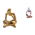 thumbnail image 1 of Figura de lector abstracto, estatua de resina, pensador sentado, adorno de figura humana, decoración con diseño hueco artístico, adecuada para dormito, 1 of 8