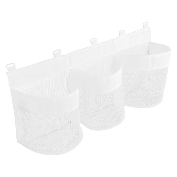 Bath Toy Storage Holder, Mesh Shower Caddy for Bathtub Toy Organizer, Corner Hang-Suspension Shower Toy Holder, Bath Toy Basket with 2 Adhesive Hooks for Kids, Toddlers, Medium, White