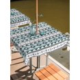 thumbnail image 2 of Outdoor Tablecloth with Umbrella Hole for Patio/Picnic/Party/Camping, Boho Green Striped Waterproof Table Cloth Square Cover Washable, Ethnic Tribe Southwestern Diamond (54"x 54"), 2 of 9
