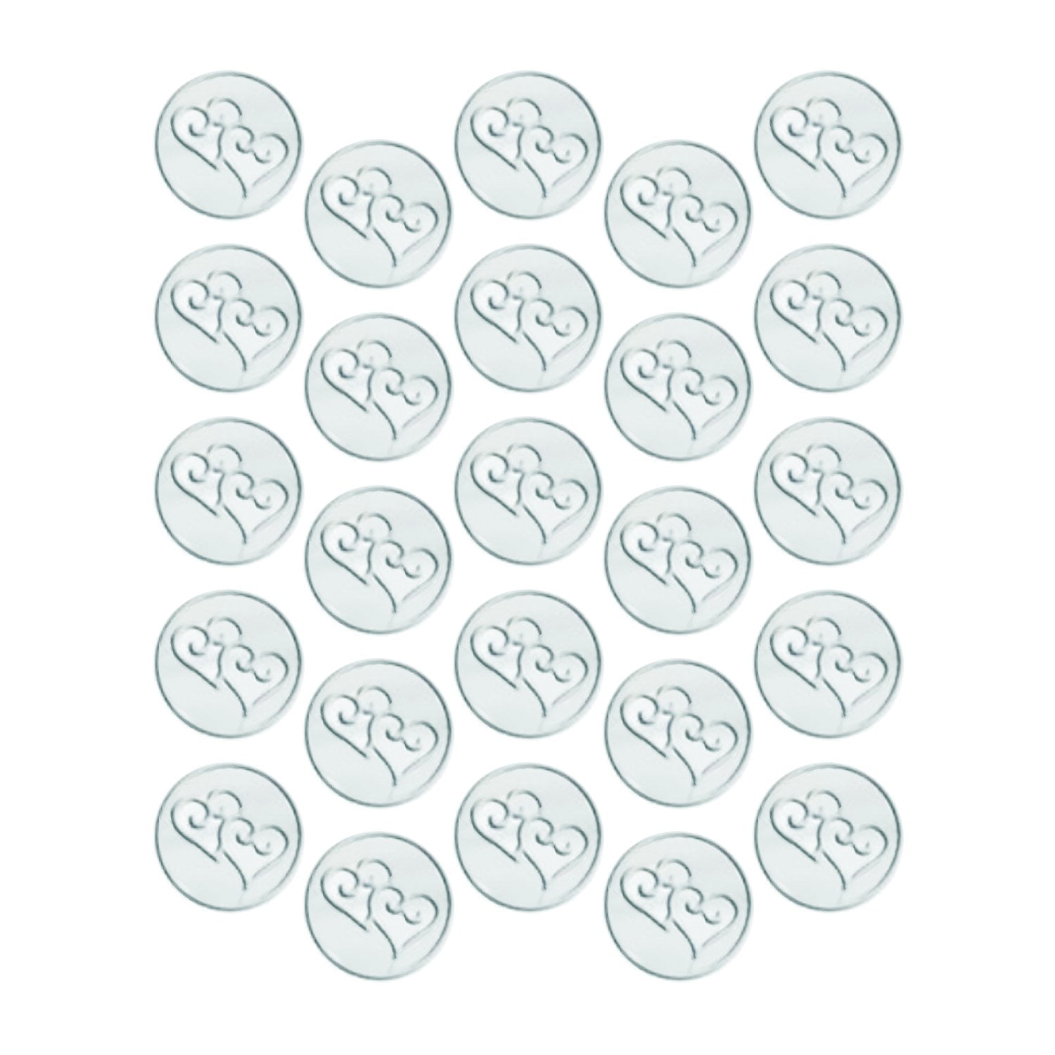 Double Heart Silver Round Stickers With Silver Metallic Hearts and