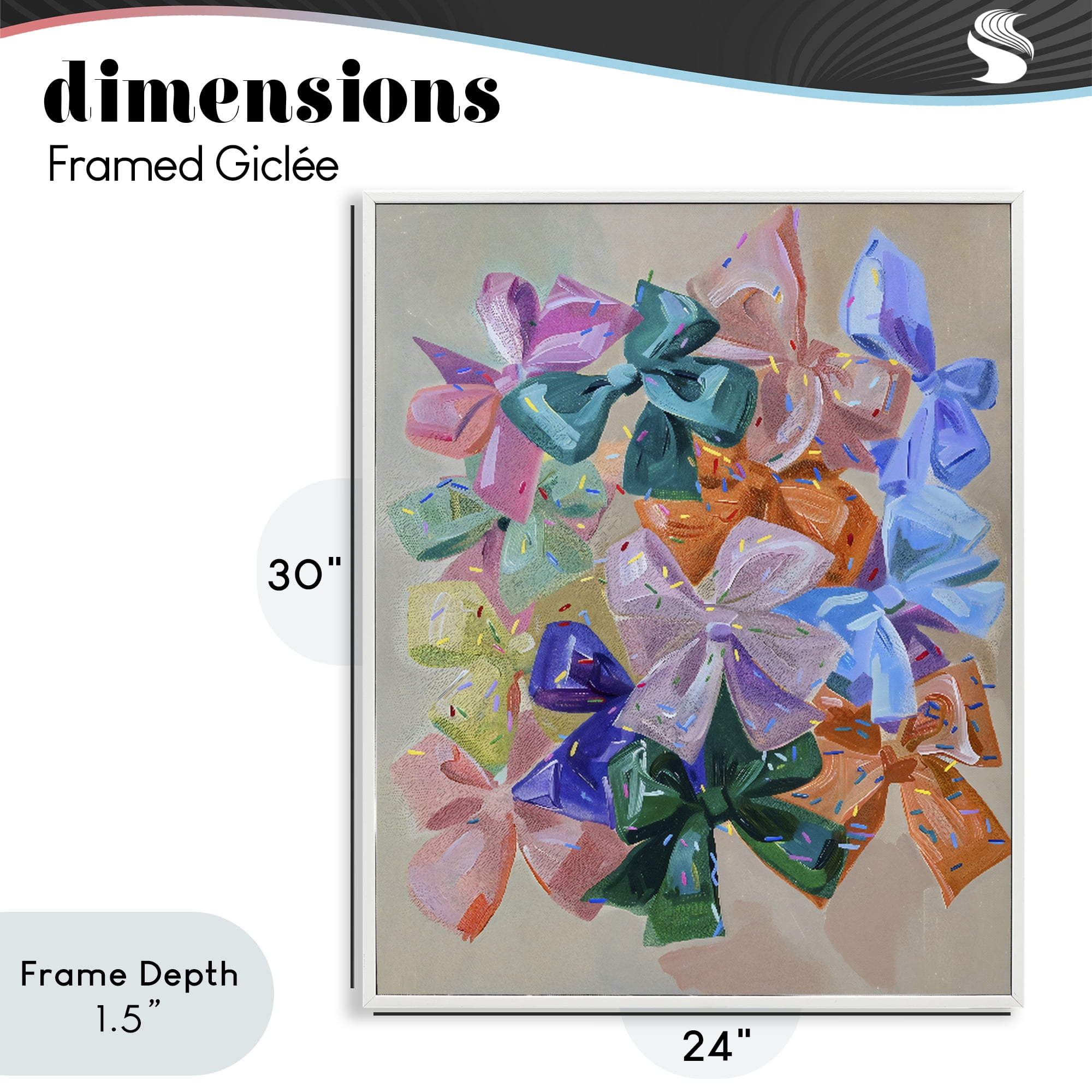 Stupell Industries Bright Bows Cluster with Sprinkles White Framed Giclee Art, design by The Prints Vibe