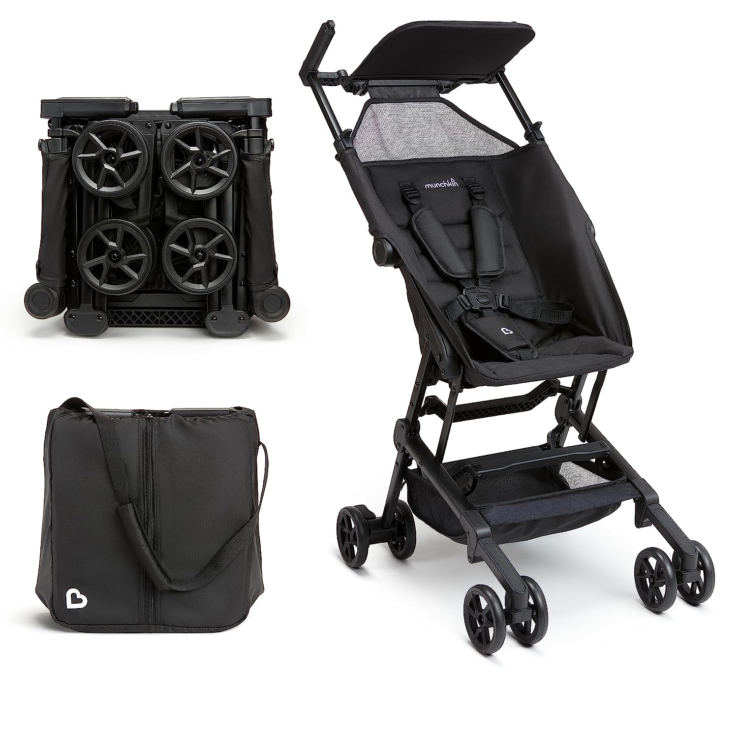 Munchkin Sparrow Ultra Compact Travel Stroller, Black