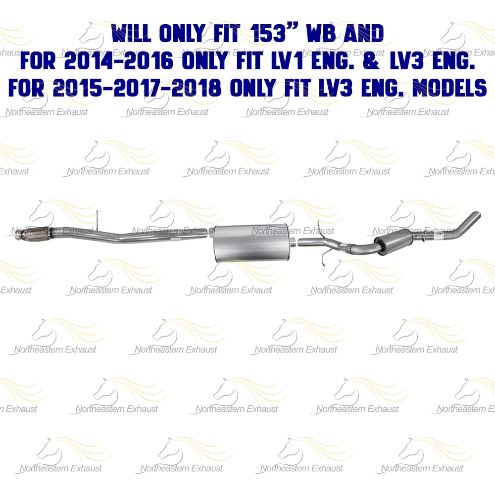 Northeastern Exhaust Extension Pipe, Muffler & Tail Pipe Fits 2014-2018 Chevy Silverado 1500 & GMC Sierra 1500 4.3L & 5.3L - Direct Fit | Stainless Steel
