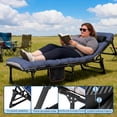 thumbnail image 4 of Extra stabiles klappbares Campingbett für Erwachsene – Doppel-Oxford, dicke Matratze, bis 180kg belastbar, tragbar für Zelt, Reise, Outdoor, Gäste, Büro – Blau oben/Grau unten, 170cm, 4 of 8