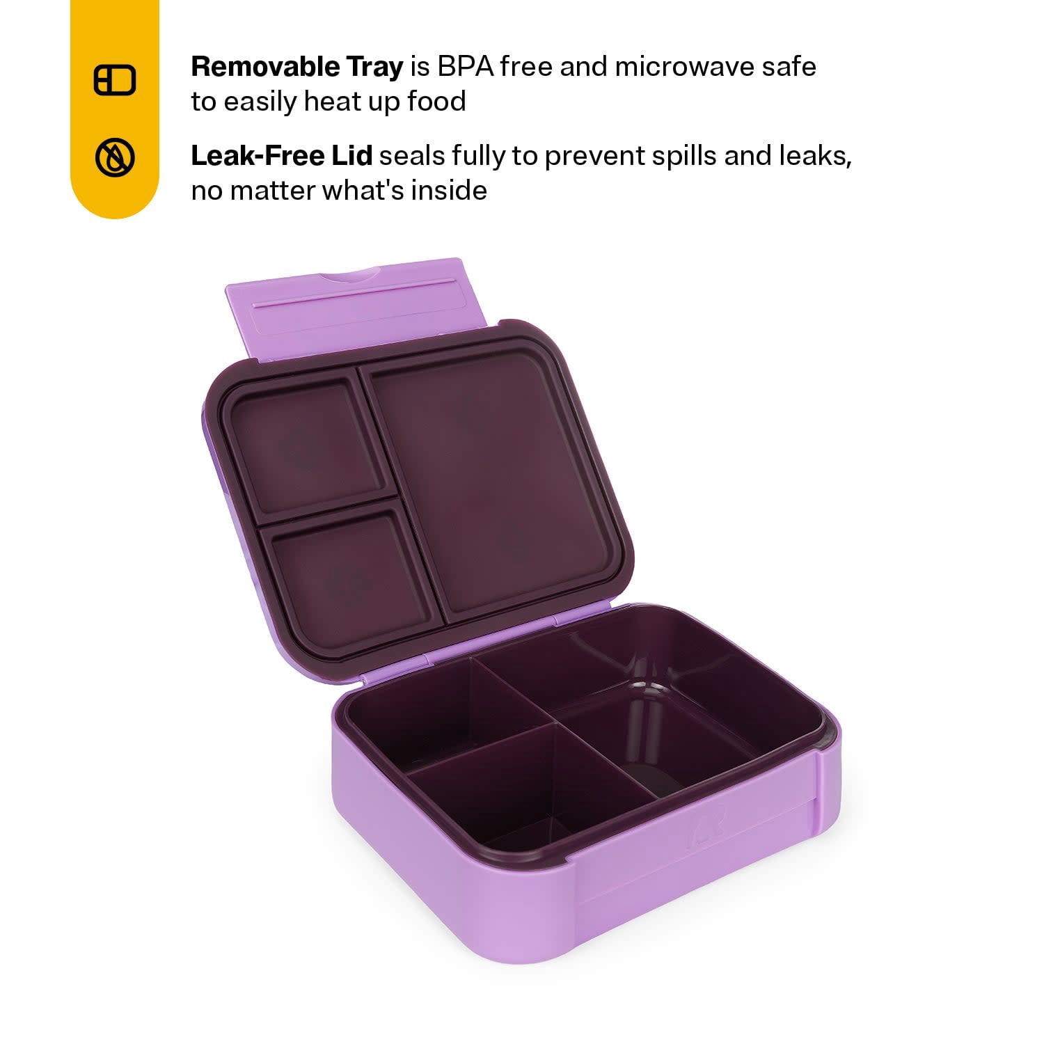 RTIC Lunch Trio, Lunch Box, Container and Ice Pack, Insulated, Leak Proof, Lavender