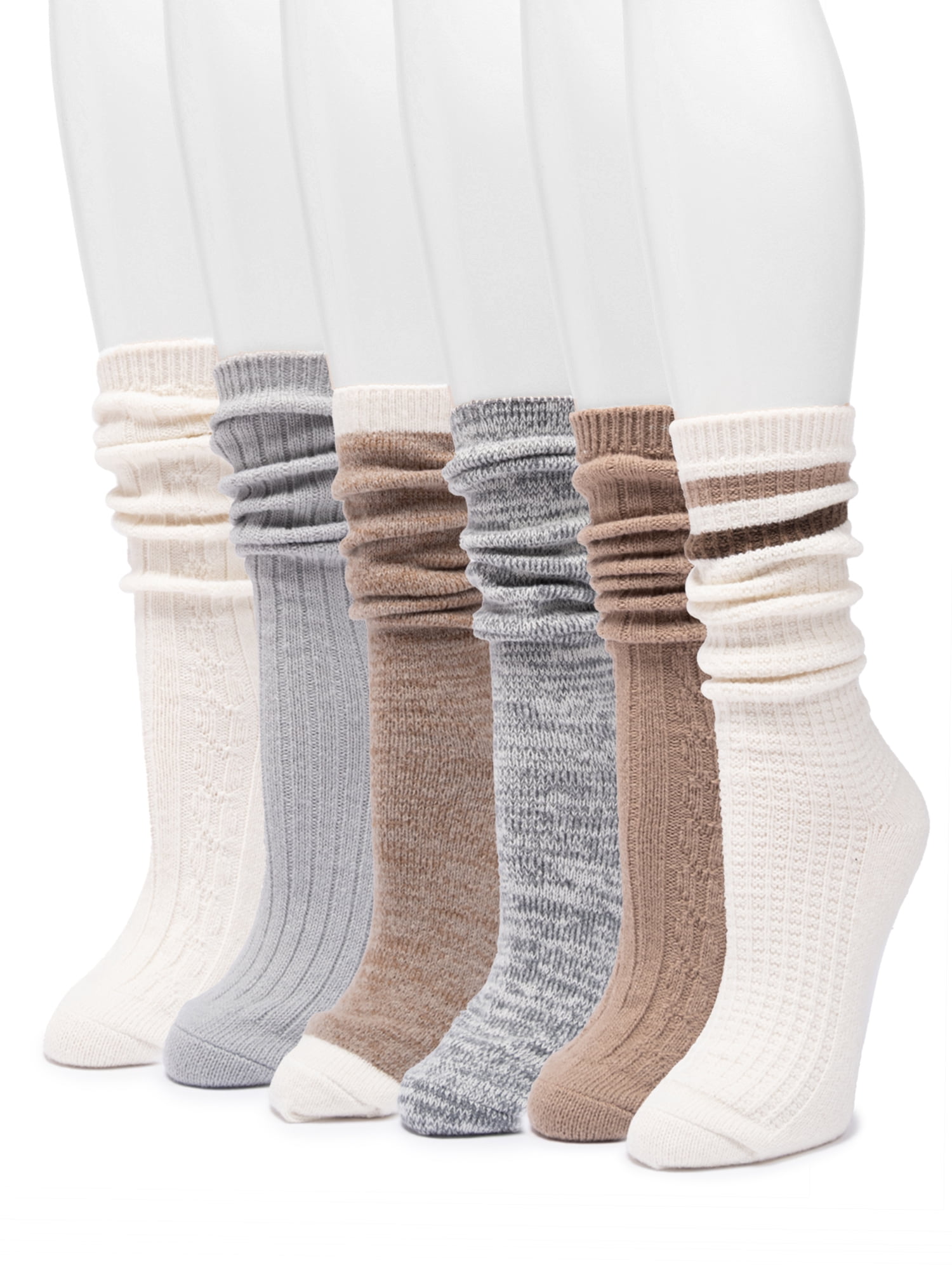 MUK LUKS Women's Fluffy Dream Tall Boot Socks, 6-Pack, OSFM
