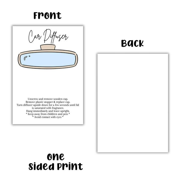 50-Pack Car Freshie Insert Cards | 4x6" Smiley Face Boho Design For 5x7" Holographic Bags, Scent Labels & Care Instructions
