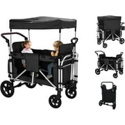 DEYGIA Stroller Wagon for 2 Kids, All-in-One Foldable Wagon Stroller, Black, 1 Count