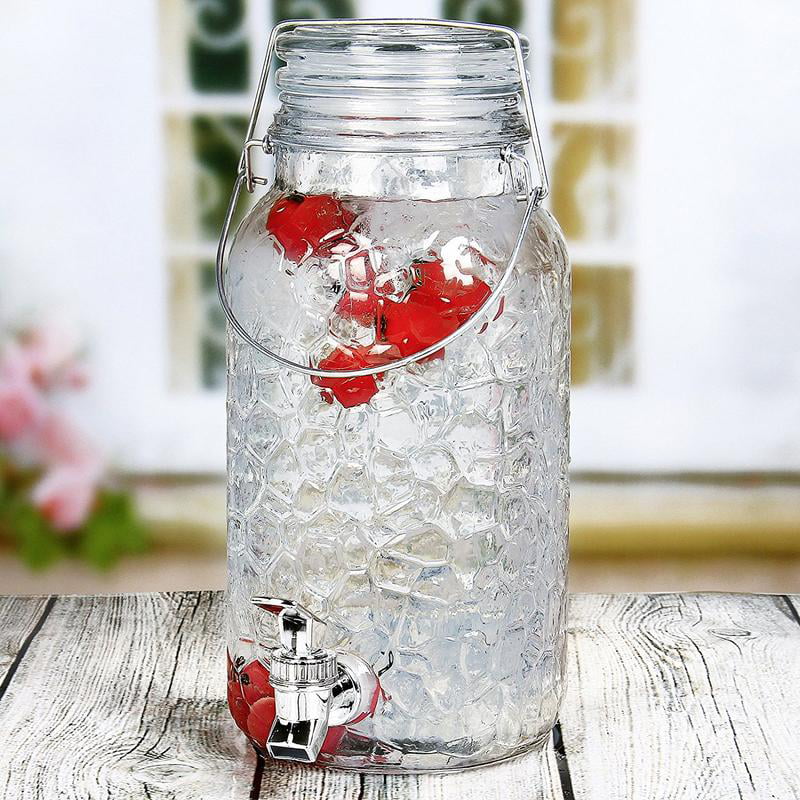 Glass drink dispenser with wire clip lid 1 Gallon 