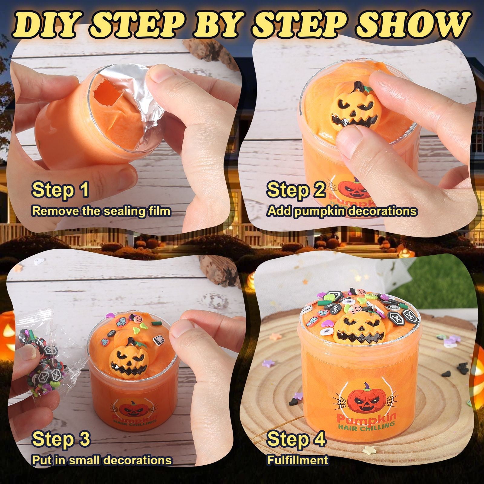 Light Up Halloween Bucket with Slime Set, Glow-in-Dark Pail with Sensory Putty Party Favor Kit, Not for Children Under 3, Includes Non-Toxic Materials