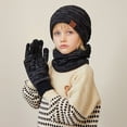 thumbnail image 2 of HNMKIU Toddler Winter Gloves 4 to 10 Years Old Children Winter Hat Gloves Bib Set Earmuff Cap and Warm Knit Hat for Outdoor Cold Protection 03_Black,One Size, 2 of 6