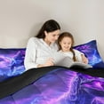 thumbnail image 5 of Manfei Spooky dinosaur 7pcs Bedding Comforter Set,Abstract Lighning Queen Bedding Sets,Purple Blue Black Queen Sheet Sets For Teens Boys,Luxury Bedroom Decor Reversible, 5 of 9
