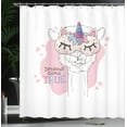 thumbnail image 3 of Ambesonne Funny Shower Curtain, Alpaca with Eyepatch Horn, 69"Wx75"L, Pale Rose Pale Tan Blue, 3 of 4