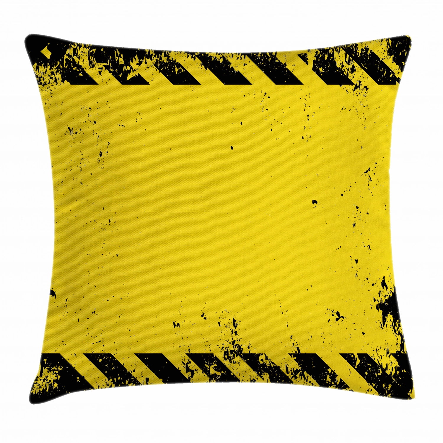 Vintage Yellow Throw Pillow Cushion Cover, Hazard Theme Caution