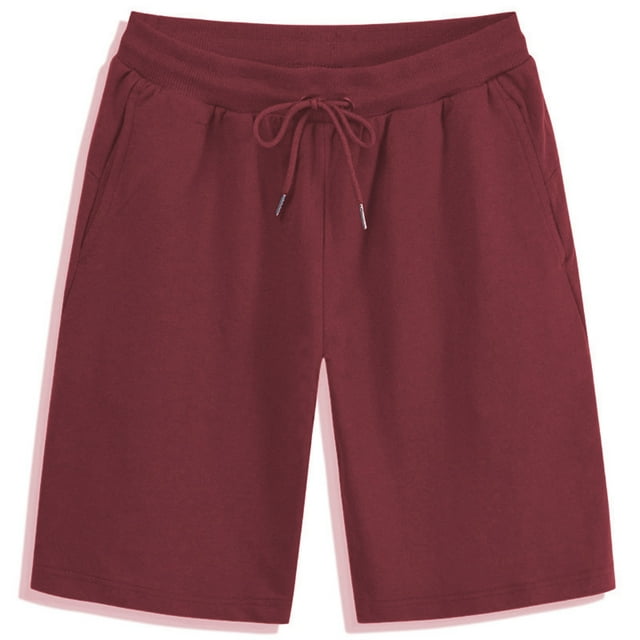 asjyhkr Mens Shorts Drawstring Elastic Waist Casual Shorts with Pockets Solid Beach Gym Golf Shorts