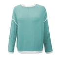 thumbnail image 4 of UJNDER Women's Round Neck Color Block Loose Fitted Long Sleeve Knit Tops for Women Casual Comfortable Light Blue S, 4 of 4