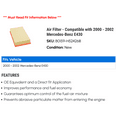 thumbnail image 2 of Air Filter - Compatible with 2000 - 2002 Mercedes-Benz E430 2001, 2 of 2