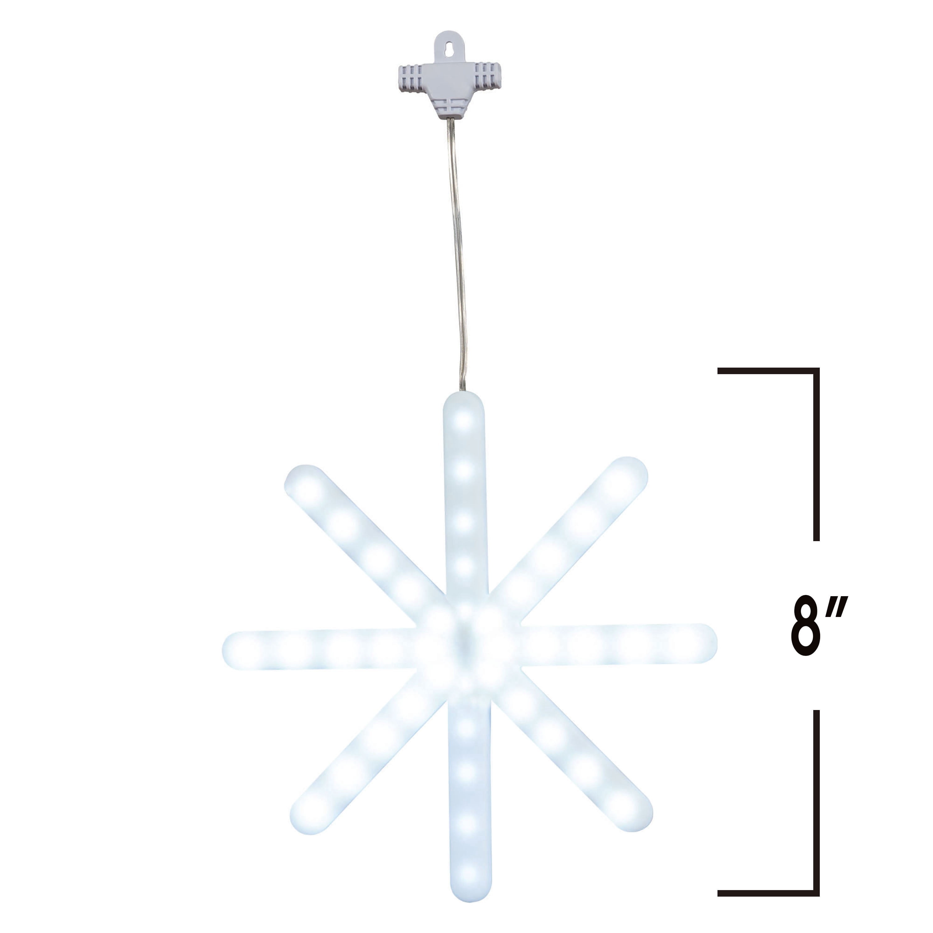 Indoor/Outdoor 5-Count LED 3-Function Sync Snowflake Christmas Lights, Cool White, Transparent Wire, 8', by Holiday Time
