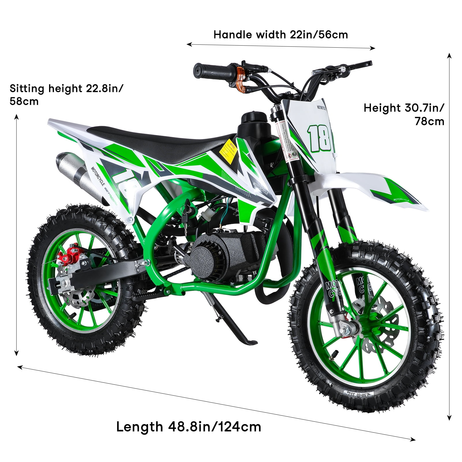 solautey 49CC Mini Dirt Bike, 2-Stroke Upgraded Engine for Kids, Off-Road Motorcycle for Trail, Mountain & Backyard Riding, ocket Motorbike with Front Rear Disc Brakes