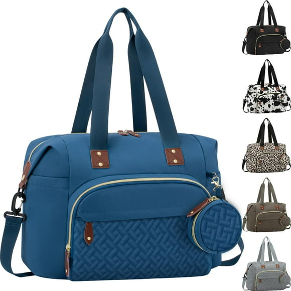 Bolsa de pañales Tenot con funda para chupetes para mamá y papá, color azul