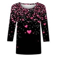 thumbnail image 5 of Valentines Womens 3/4 Sleeve Shirts Heart Graphic Crew Neck Tops Casual Cute Pattern Comfy Tee Festival Funny Soft Fashion Stylish T Shirt Gift for Women, 5 of 5