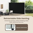 thumbnail image 5 of Patio Retractable Side Awning, 86.6"x196.9", UV-Resistant & Water-Resistant, Ideal for Patio, Terrace or Balcony, Easy to Operate, Polyester with PU Coating, Sturdy Steel Base - Black, 5 of 9