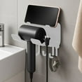 thumbnail image 4 of No Drill Hair Dryer Wall Mount, Multifunctional Bathroom Organizer with Hook and Phone Holder, Space Saving Thickened Holder, 4 of 6