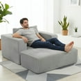 thumbnail image 6 of SEENYOO 62.6" Cloud Couch, Couch for Small Living Room, Modular Deep-Seat Floor Lounge Chair, Oversized All-Foam Corduroy with Ottoman, Compressed Shipping, Easy Assembly, Grey, 6 of 16
