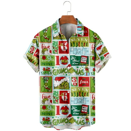 

Christmas Shirts Button Up with Pocket Tops for Men