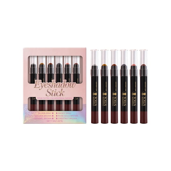 YFGEFTR 6PCS Eye Shadow Sticks, Shimmer & Matte Cream Eyeshadow Stick Set, Dual-ended Eye Brightener Stick, Soft Eye Shadow for Older Women, Teenagers, Middle-aged, Eyeshadow Makeup