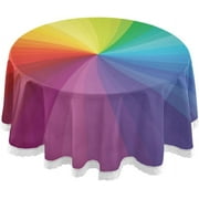 SKYSONIC Rainbow Stripe Round Tablecloth 60 inch Waterproof Tablecloth Stain Resistant and Wrinkle Decorative Patio Table Cloths for Kitchen Dinning Room Party Home Garden Picnic