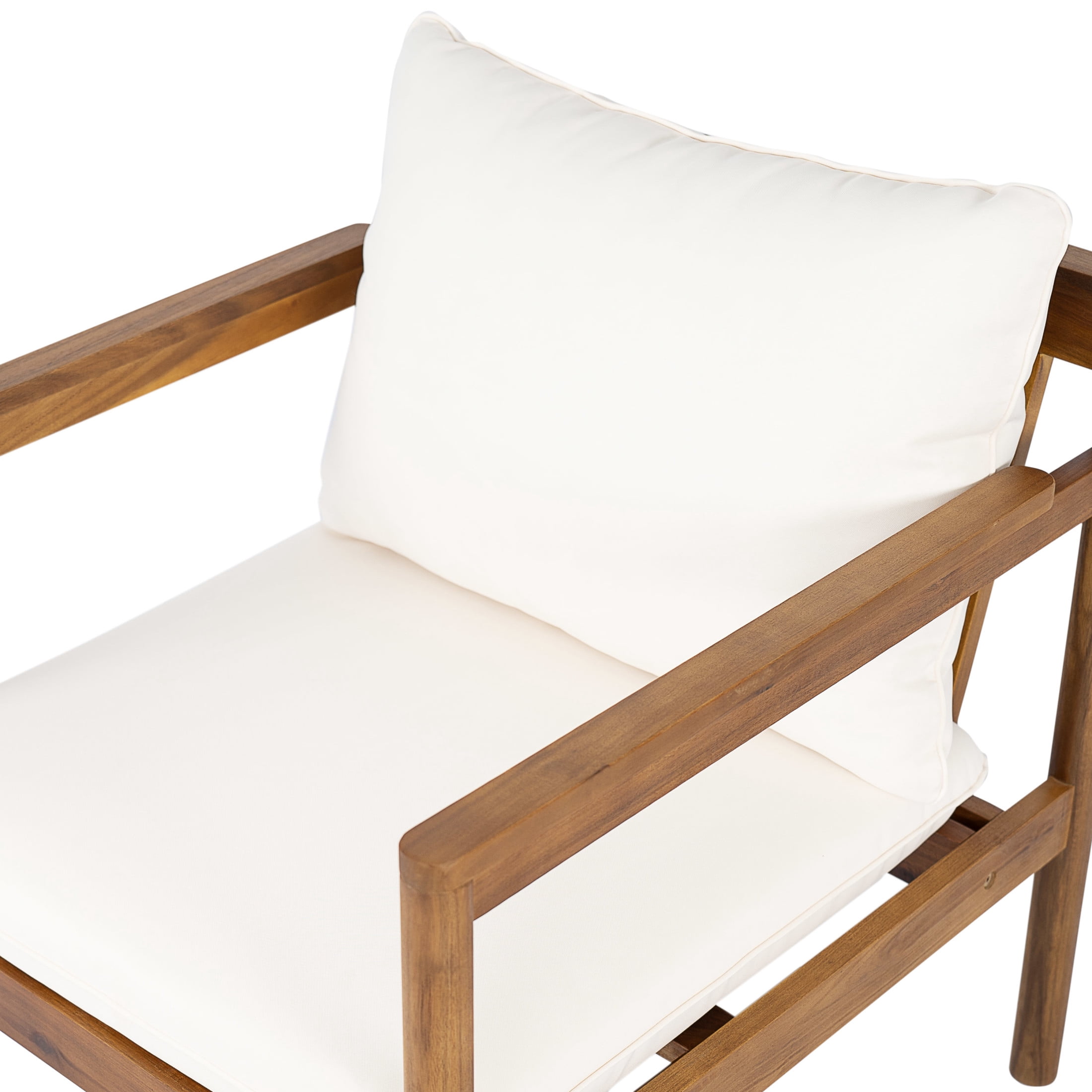 Christopher Knight Home Outdoor Patio Rope Back Chairs, Water-Repellent Cushions, Acacia Wood Frame, Cream+Teak, Set of 2