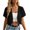 Black, variant on Women Solid Chiffon Short Sleeve Cardigan Lightweight Breathable Layering Jacket Crop Black XXL