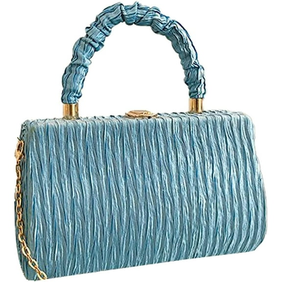 Kukuzhu Women Evening Handbags Chic Pleat Wedding Party Evening Clutch Purse Shoulder Bag