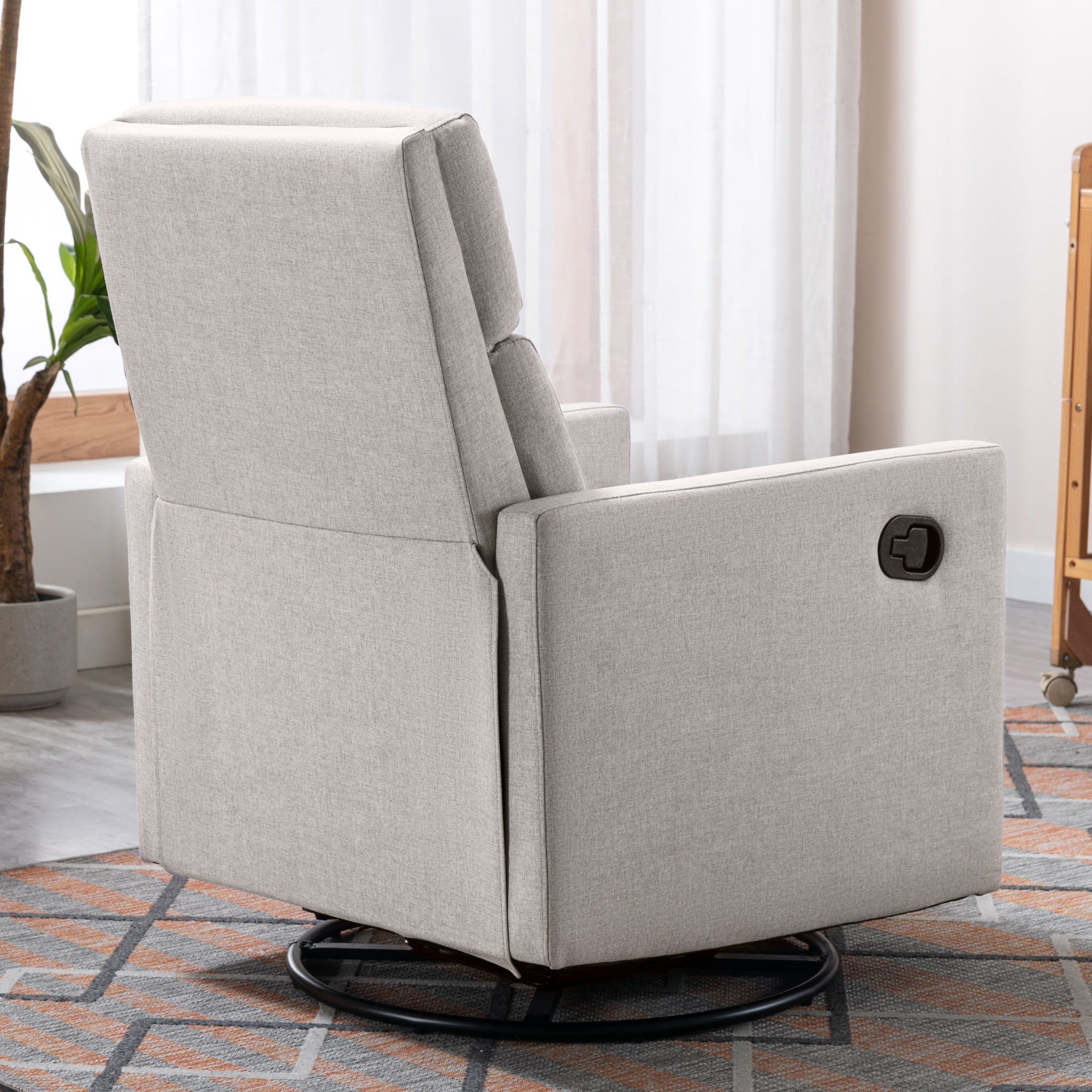 Aukfa Swivel Recliner Chair Rocker Nursery Chair Lounge Chair for Living Room Bedroom,Tan